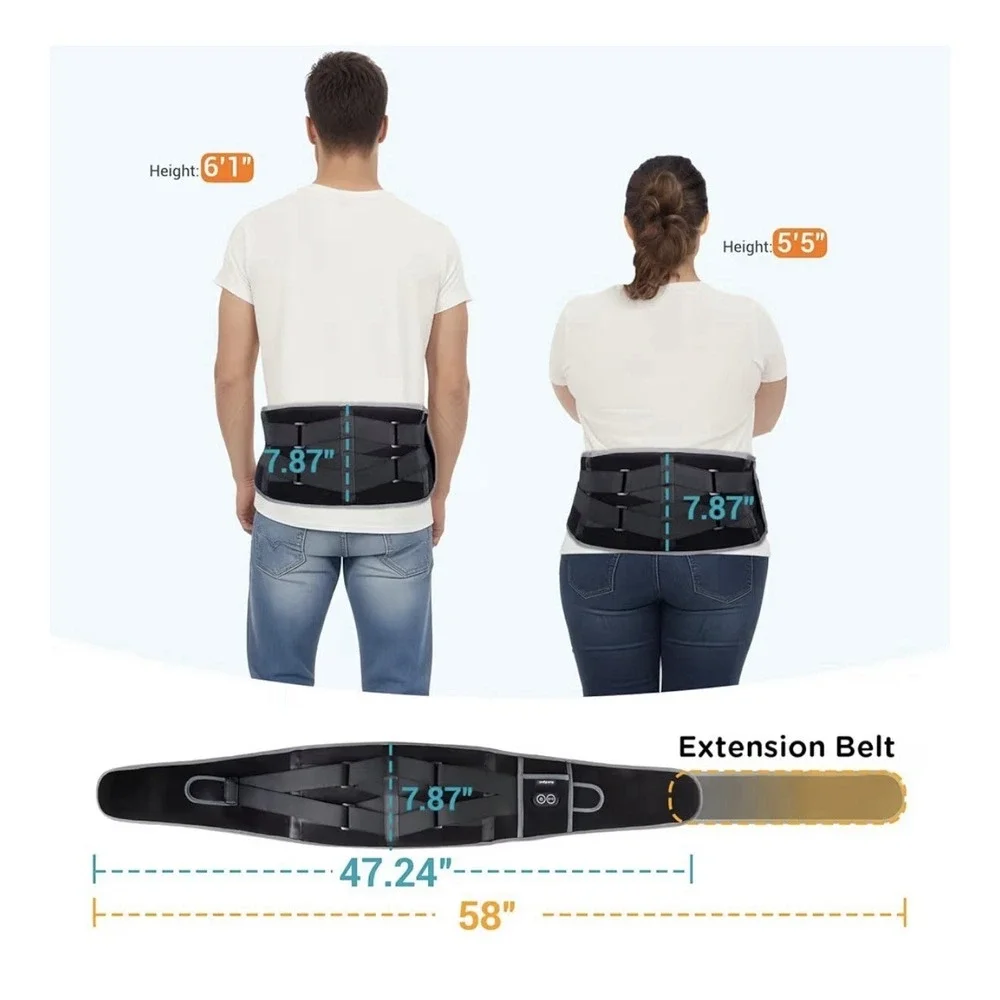 Cordless Heating Pad with Massager for Back Pain Relief, Portable Lower Back ...